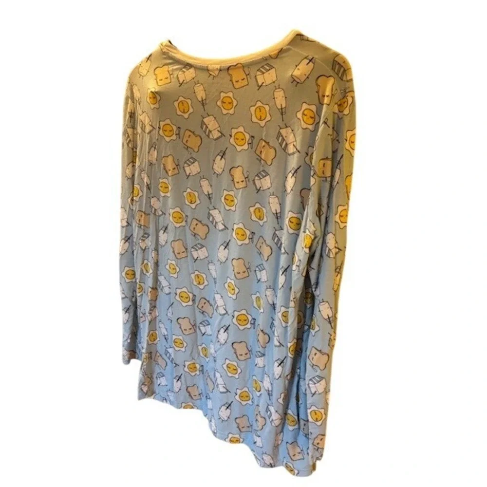 Little Sleepies Blue Breakfast Buddies Pajama Top Bamboo Viscose Adult S Large